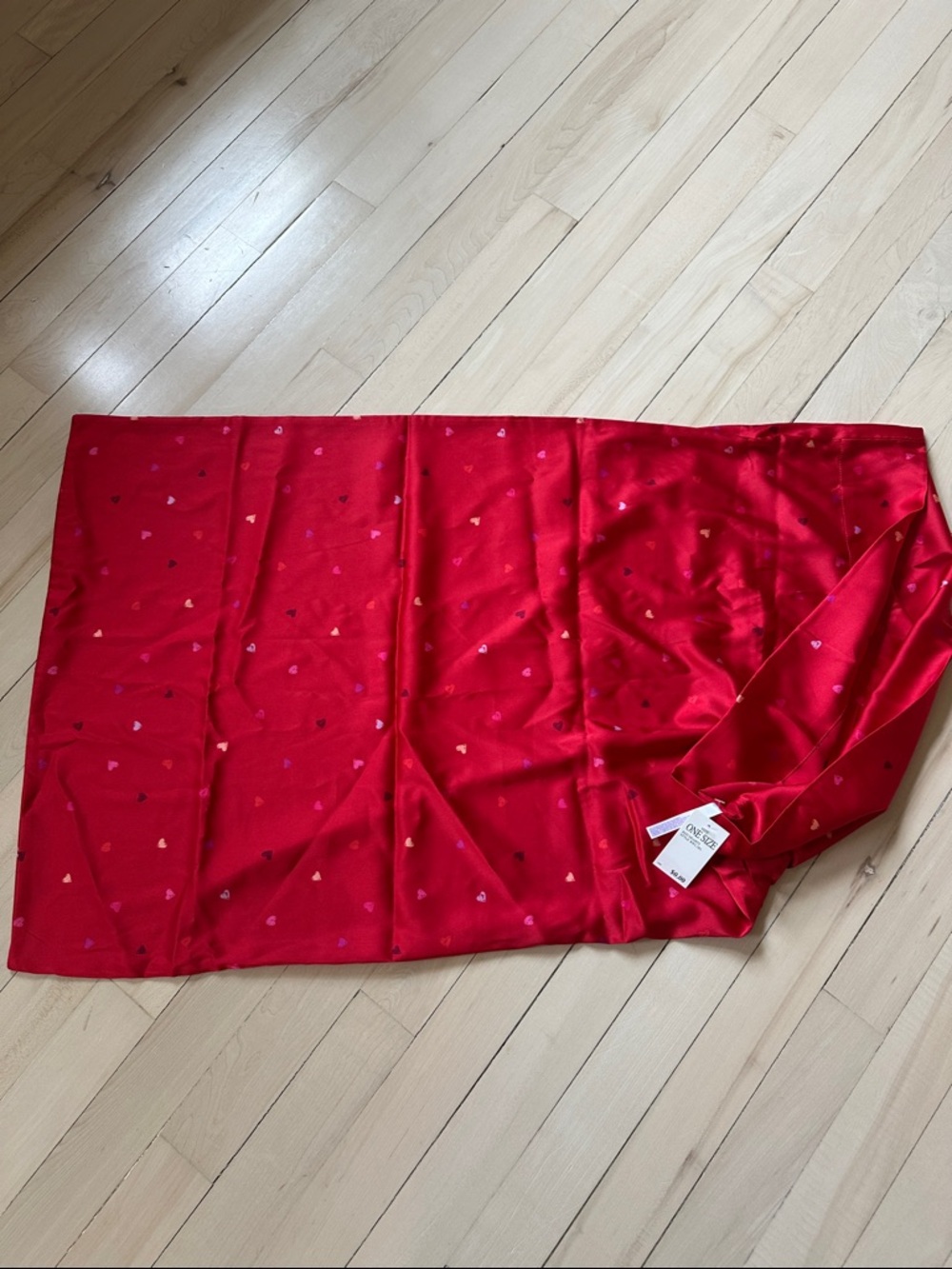 NWT Red Satin Heart Pillowcase